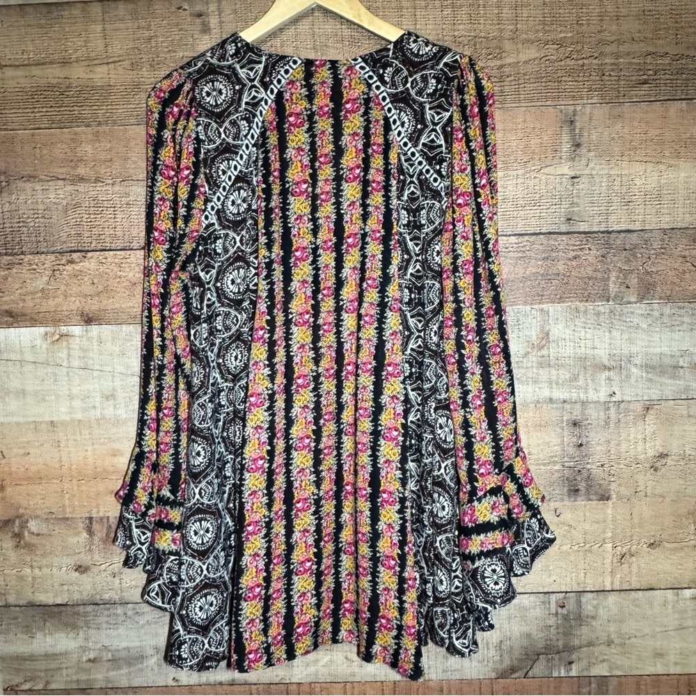 FREE PEOPLE Fallin Into You Long Sleeve Tunic Dress Black Combo size XS - Picture 4 of 14